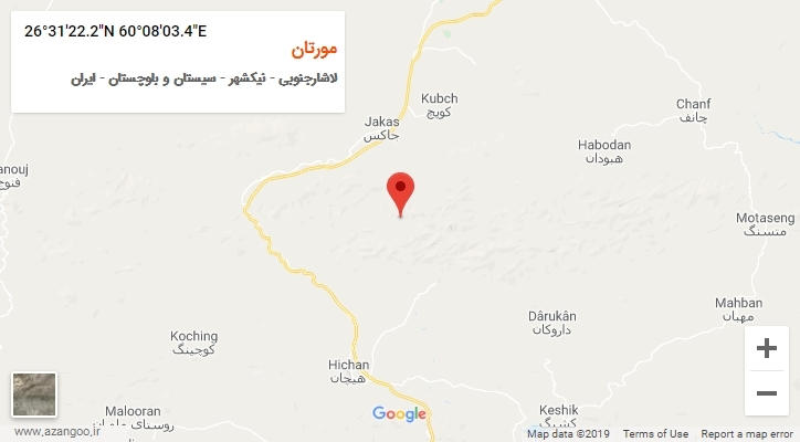 روستای مورتان بر روی نقشه