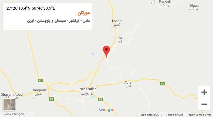روستای مورتان بر روی نقشه