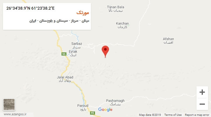 روستای مورتک بر روی نقشه