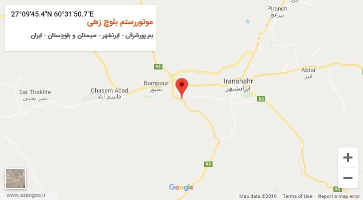 روستای موتوررستم بلوچ زهی بر روی نقشه
