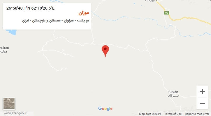 روستای موزان بر روی نقشه