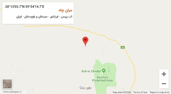 روستای میان چاه بر روی نقشه