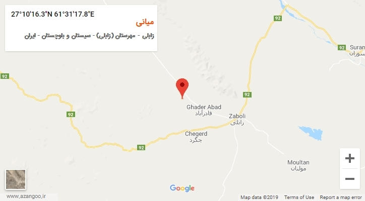 روستای میانی بر روی نقشه