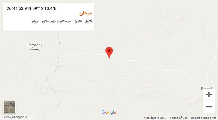 روستای میحان بر روی نقشه