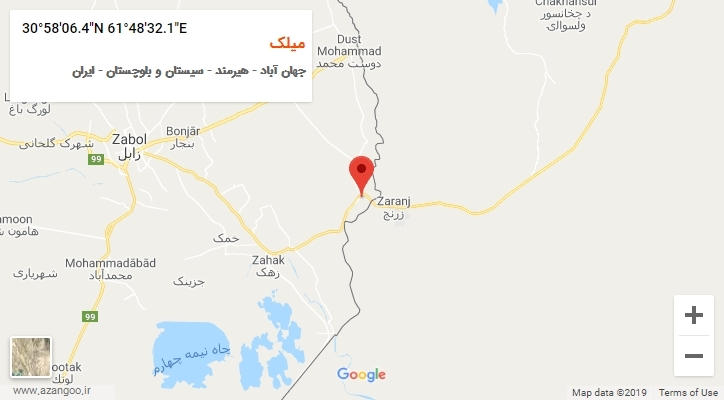 روستای میلک بر روی نقشه