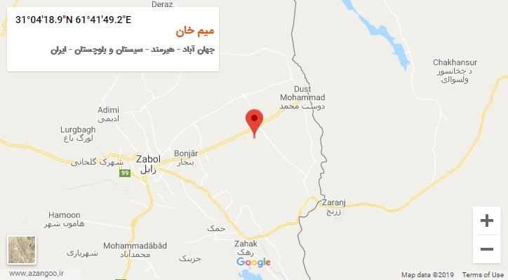 روستای میم خان بر روی نقشه
