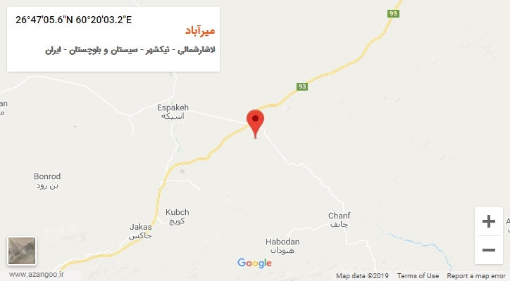 روستای میرآباد بر روی نقشه