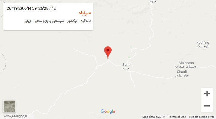 روستای میرآباد بر روی نقشه