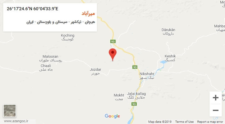 روستای میرآباد بر روی نقشه