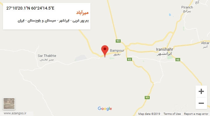 روستای میرآباد بر روی نقشه