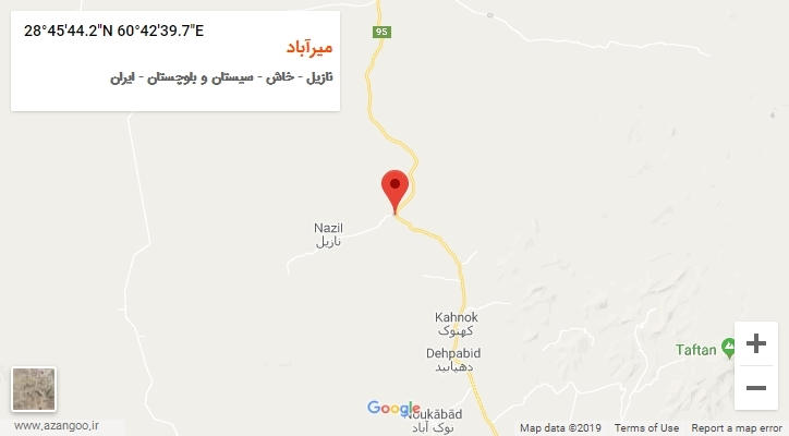 روستای میرآباد بر روی نقشه