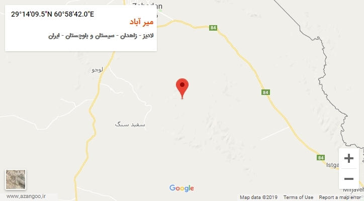 روستای میر آباد بر روی نقشه
