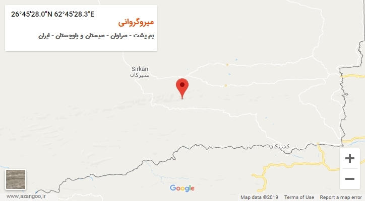 روستای میروگروانی بر روی نقشه