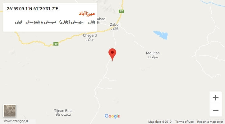 روستای میرزاآباد بر روی نقشه