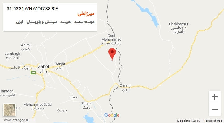روستای میرزاعلی بر روی نقشه