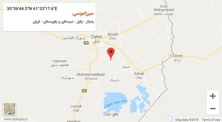 روستای میرزاموسی بر روی نقشه