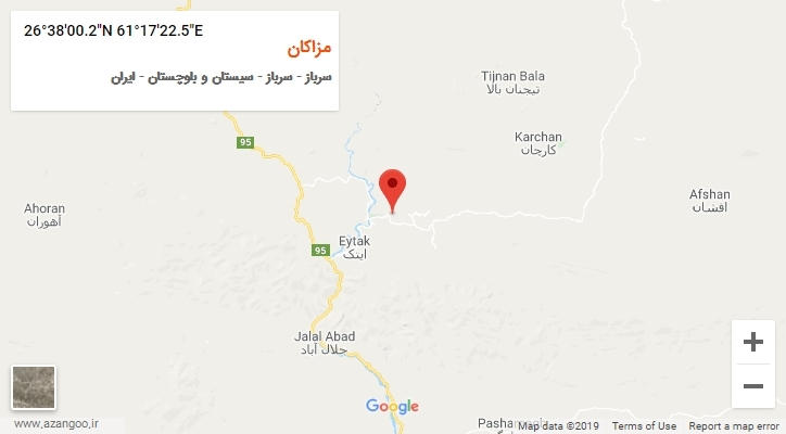 روستای مزاکان بر روی نقشه