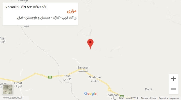 روستای مزاری بر روی نقشه