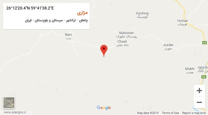 روستای مزاری بر روی نقشه
