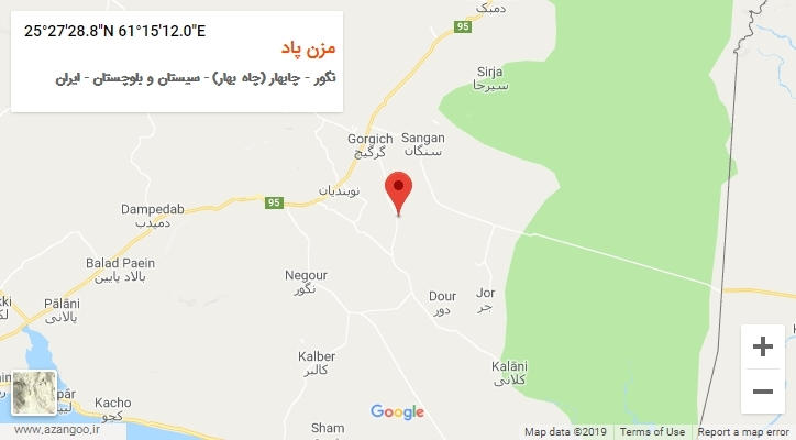 روستای مزن پاد بر روی نقشه