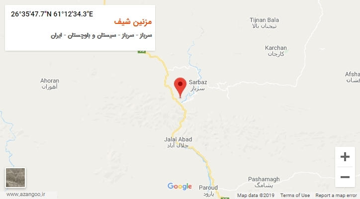 روستای مزنین شیف بر روی نقشه