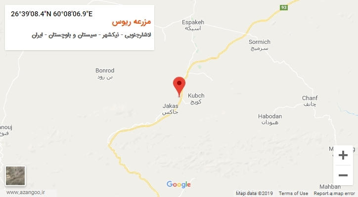 روستای مزرعه ریوس بر روی نقشه