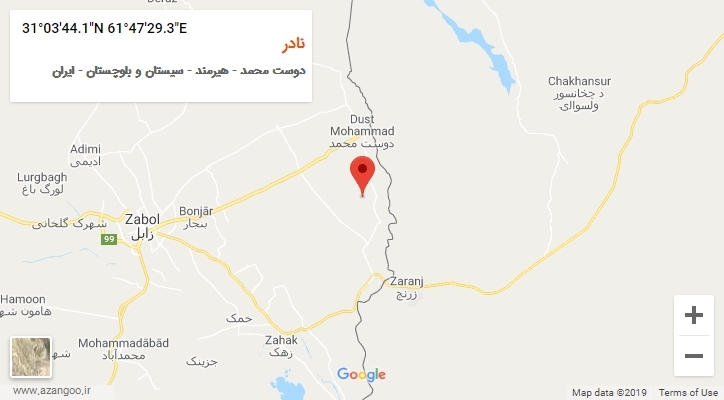روستای نادر بر روی نقشه