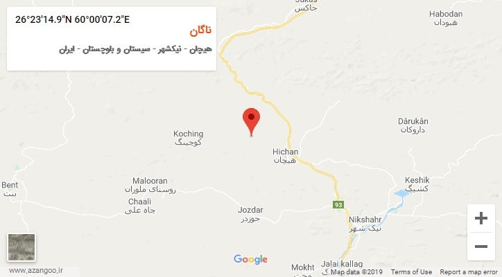 روستای ناگان بر روی نقشه