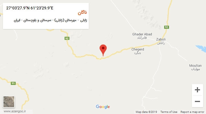 روستای ناگان بر روی نقشه