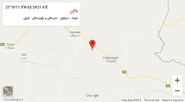 روستای ناگان بر روی نقشه