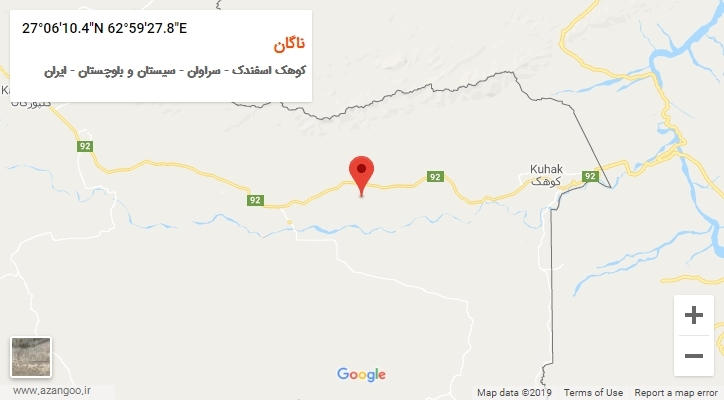 روستای ناگان بر روی نقشه