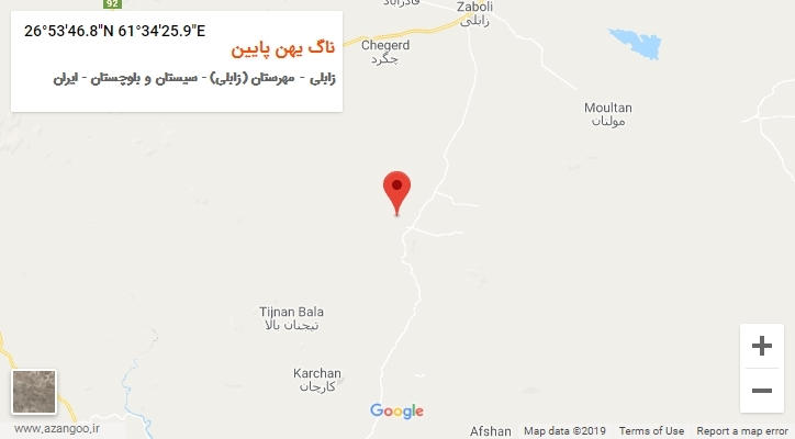 روستای ناگ یهن پایین بر روی نقشه