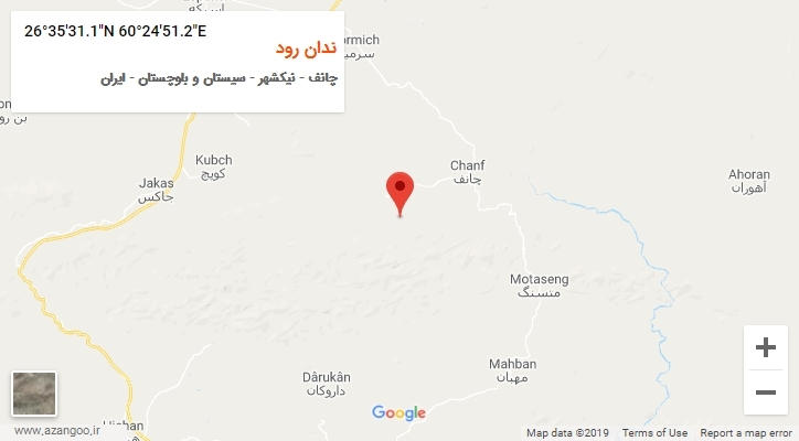 روستای ندان رود بر روی نقشه