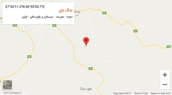 روستای ندگ دان بر روی نقشه