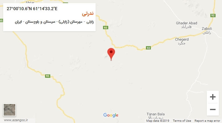 روستای ندرتی بر روی نقشه