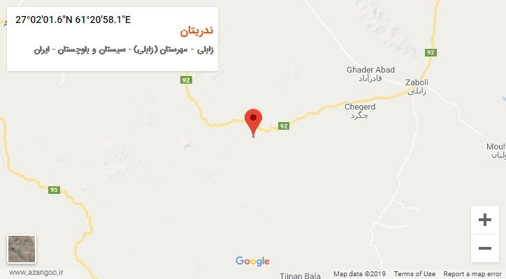 روستای ندریتان بر روی نقشه