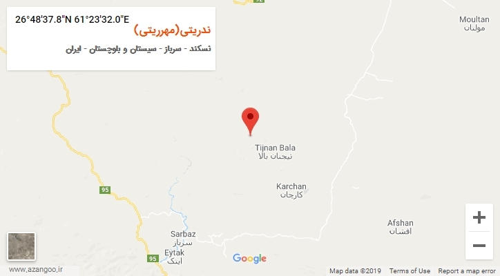روستای ندریتی(مهرریتی) بر روی نقشه