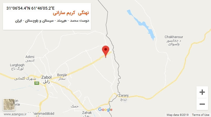 روستای نهنگی  کریم سارانی بر روی نقشه