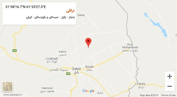 روستای نراقی بر روی نقشه