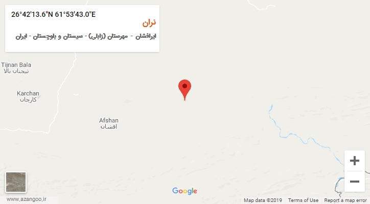 روستای نران بر روی نقشه