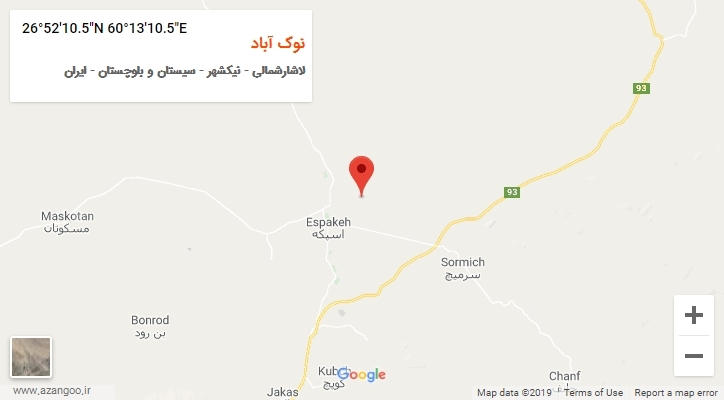 روستای نوک آباد بر روی نقشه