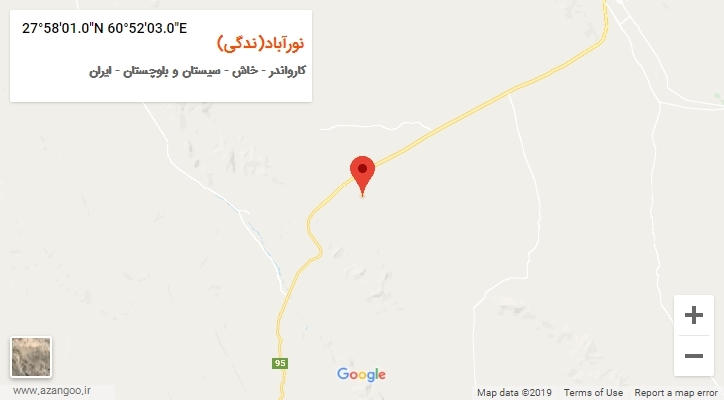 روستای نورآباد(ندگی) بر روی نقشه