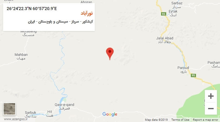 روستای نورآباد بر روی نقشه