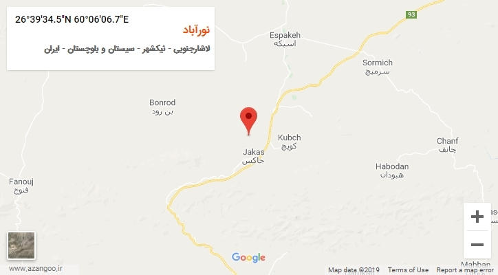 روستای نورآباد بر روی نقشه