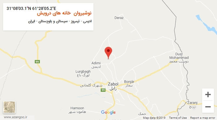 روستای نوشیروان  خانه های درویش بر روی نقشه