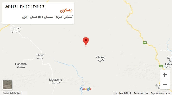 روستای نیامگران بر روی نقشه