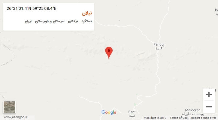 روستای نیلان بر روی نقشه