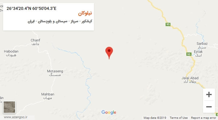 روستای نیلوکان بر روی نقشه