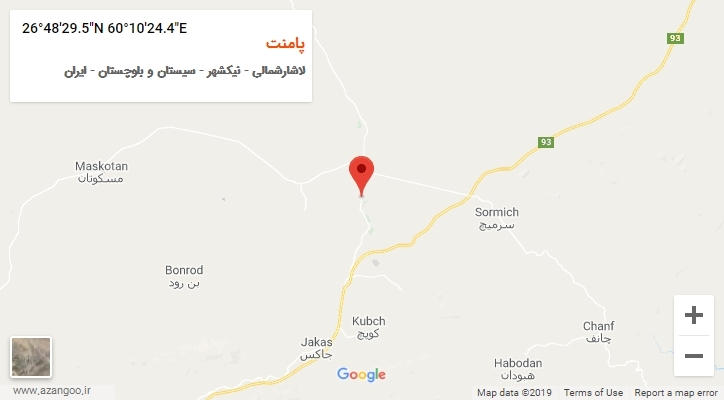 روستای پامنت بر روی نقشه