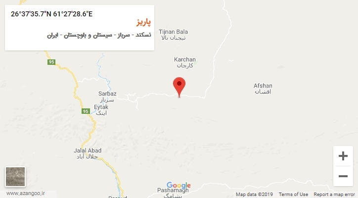 روستای پاریز بر روی نقشه